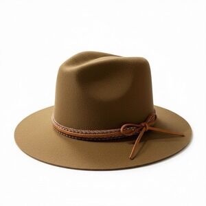 Anna & Ava Women 100%‎ Wool Fedora Hat Brown Western Rancher Wide Brim Boho Fall